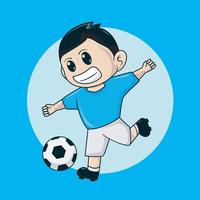 bambino giocando calcio illustrazione vettore