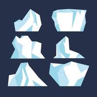 iceberg subacqueo dovuto per ghiaccio impostato isolato. antartico polare iceberg congelato montagna collezione. in profondità mare inverno ghiacciaio vettore illustrazione