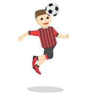 calcio giocatore salto e intestazione palla design personaggio su bianca sfondo vettore