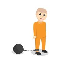 prigioniero catena palla lavoro design personaggio su bianca sfondo vettore