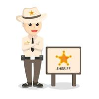 sceriffo con sceriffo cartello design personaggio su bianca sfondo vettore