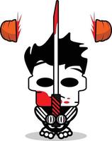 carino Michael mayer osso portafortuna personaggio cartone animato vettore illustrazione Tenere sanguinoso spada
