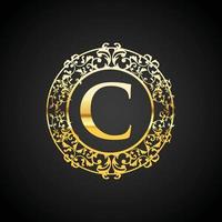 d'oro lusso lettera c ornamento logo design vettore