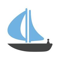 barca glifo blu e nero icona vettore