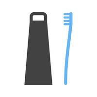spazzolino e dentifricio glifo blu e nero icona vettore