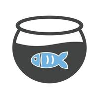 pesce nel serbatoio glifo blu e nero icona vettore