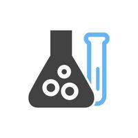 chimica glifo blu e nero icona vettore
