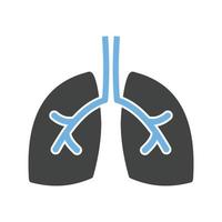 polmoni glifo blu e nero icona vettore