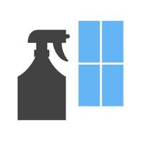 finestra pulizia agente glifo blu e nero icona vettore