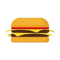hamburger veloce cibo vettore icona formaggio pane ciambella carne. lattuga ristorante menù grigliato sesamo. cartone animato merenda anno Domini bistro