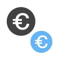 moneta glifo blu e nero icona vettore