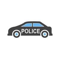 polizia auto glifo blu e nero icona vettore