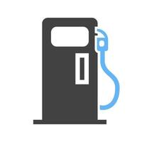benzina pompa glifo blu e nero icona vettore