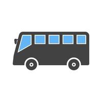 autobus glifo blu e nero icona vettore