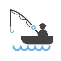 pesca glifo blu e nero icona vettore