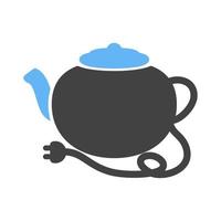 tè bollitore glifo blu e nero icona vettore