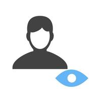 Visualizza maschio profilo glifo blu e nero icona vettore