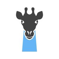 giraffa viso glifo blu e nero icona vettore
