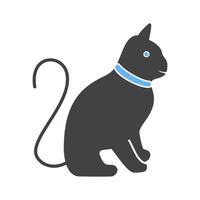 gatto glifo blu e nero icona vettore