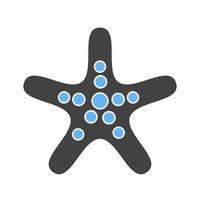 stella marina glifo blu e nero icona vettore