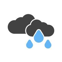 leggero pioggia glifo blu e nero icona vettore