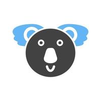 koala orso viso glifo blu e nero icona vettore