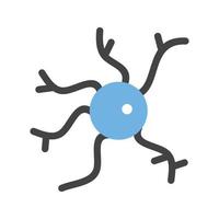 neurone glifo blu e nero icona vettore