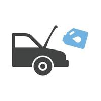 auto e olio può glifo blu e nero icona vettore