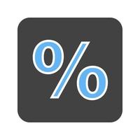 percentuale glifo blu e nero icona vettore