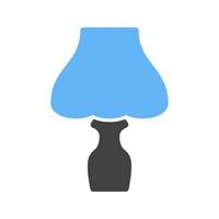 tavolo lampada glifo blu e nero icona vettore