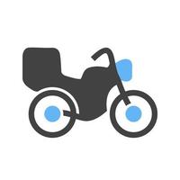 bicicletta glifo blu e nero icona vettore