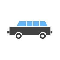 limousine glifo blu e nero icona vettore