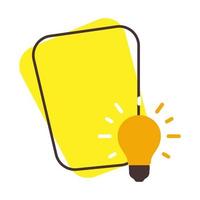 Presto suggerimenti giallo con banner informazione, mancia e trucco icona illustrazione. astratto testo idea, lampadina o soluzione leggero lampadina. consigli idea veloci con logo utile con Presto utile suggerimenti vettore