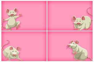 modello di sfondo rosa impostato con il mouse bianco vettore