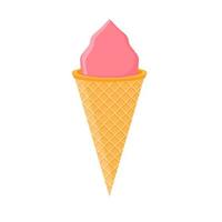 ghiaccio crema cono rosa gusto latteria vettore icona. colorato estate isolato bianca cibo cialda vaniglia. cremoso dolce gelato