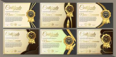 raccolta di certificati premium in oro nero vettore