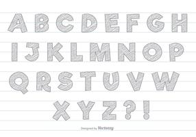 Insieme di alfabeto di stile di scarabocchio grigio vettore