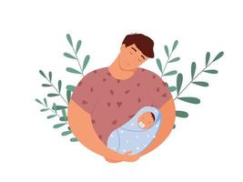 padre con neonato figlio su il suo mani. vettore illustrazione
