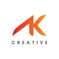 moderno pendenza creativo iniziale lettera un' e K logo design vettore