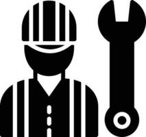 icona del glifo con operaio edile vettore