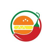 speziato hamburger vettore logo design. chili e hamburger icona logo design.