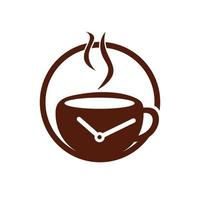 caffè tempo vettore logo design. caffè tazza tempo orologio concetto design.