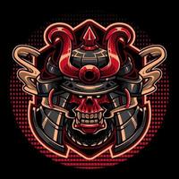 samurai cranio testa portafortuna logo vettore