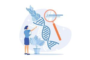 geneticamente modificato organismo geneticamente modificato cibo, Transgenico organismo, gene modifica, molecolare ingegneria, ogm livello piatto design moderno illustrazione