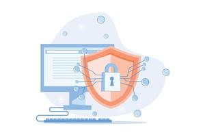 personaggi utilizzando informatica sicurezza Servizi per proteggere personale dati. in linea pagamento sicurezza, nube condivisa documenti, server sicurezza e dati protezione concetto. vettore