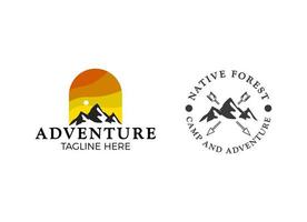 montagna e avventura campo logo design modello. vettore