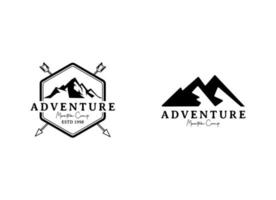 montagna e avventura campo logo design modello. vettore