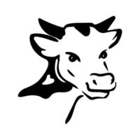 mucca testa ritratto, azienda agricola animale. design per etichetta, logotipo, confezione. vettore schizzo illustrazione