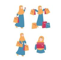 musulmano donna shopping illustrazione vettore