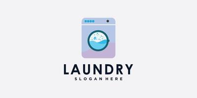 lavanderia lavaggio macchina logo design illustrazione per attività commerciale con creativo concetto vettore